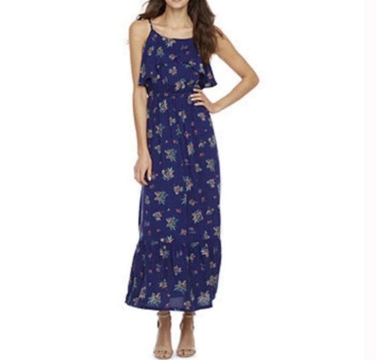 Payton & Parker Floral Spagetti Strap Maxi Dress Size Xs Nwt Blue